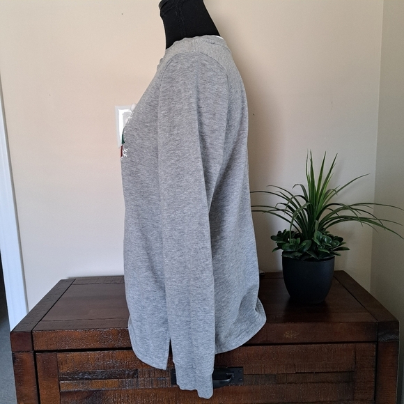 Holiday Gnome Sweatshirt Grey Fleece Lined Women's Small Cozy Festive Crew - Picture 5 of 13